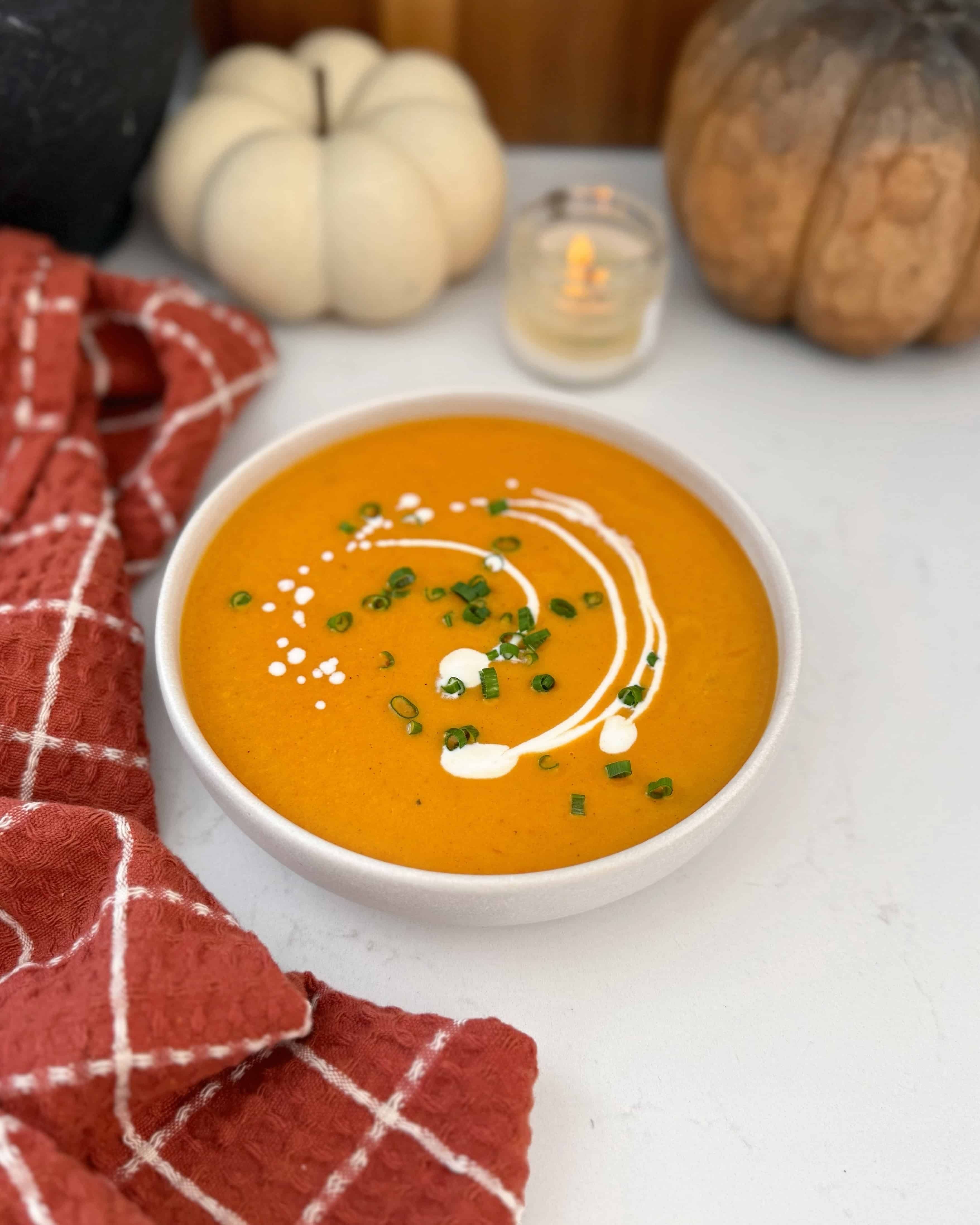 Crème de courge musquée & légumes rôtis