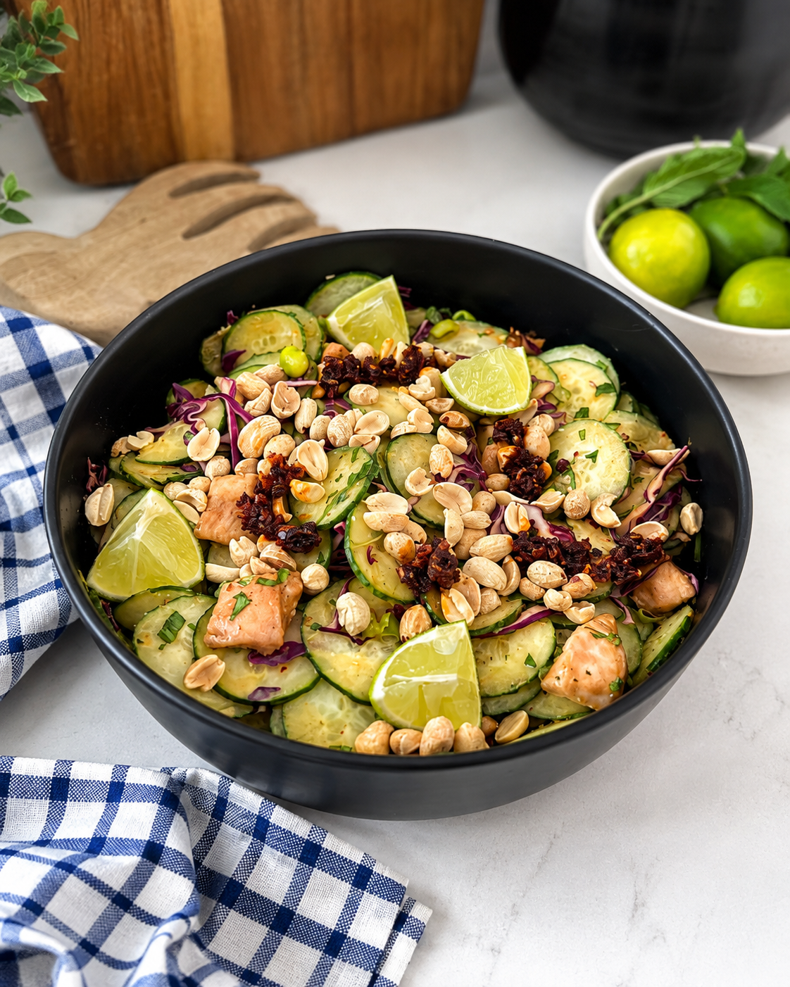 Salade croquante de poulet à l’arachide et lime